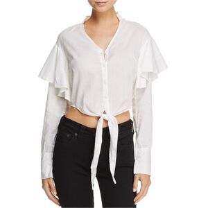 MLM Label Womens Miller Crop Top Blouse, White, NWT